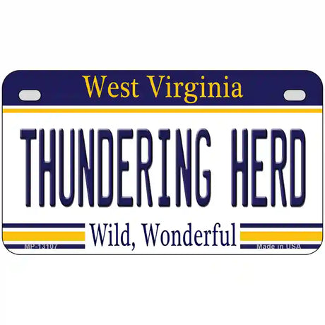 Thundering Herd Novelty Metal License Plate 7" x 4" (MP)