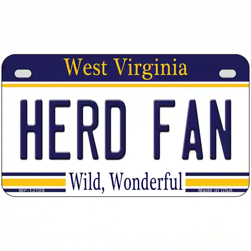 Herd Fan Novelty Metal License Plate 7" x 4" (MP)