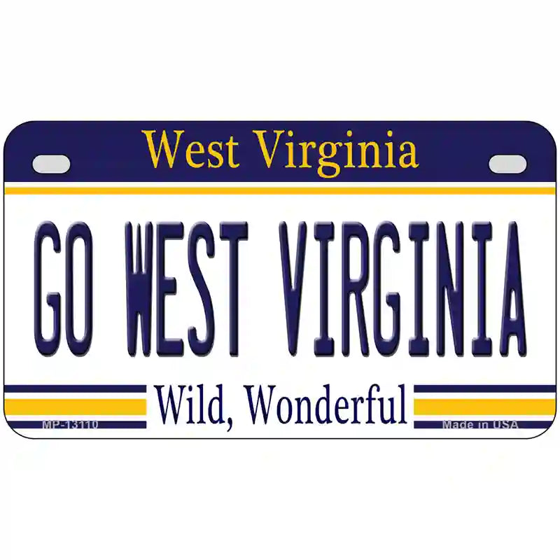 Go West Virginia Novelty Metal License Plate 7" x 4" (MP)