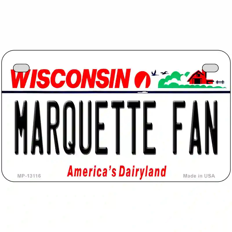 Marquette Fan Novelty Metal License Plate 7" x 4" (MP)