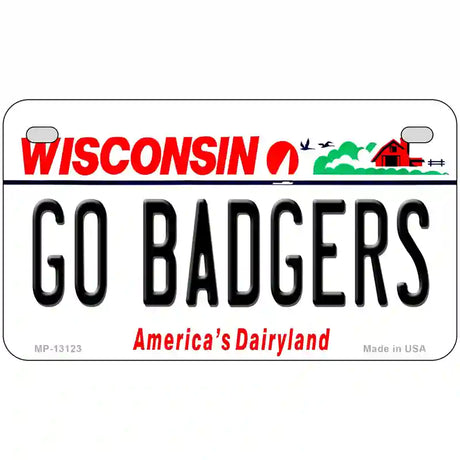 Go Badgers Novelty Metal License Plate 7" x 4" (MP)