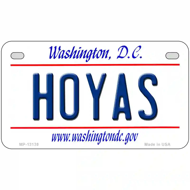 Hoyas Novelty Metal License Plate 7" x 4" (MP)