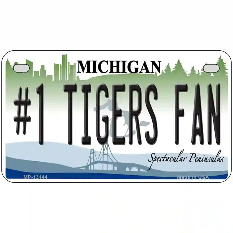 Number 1 Tigers Fan Novelty Metal License Plate Tag 7" x 4" (MP)