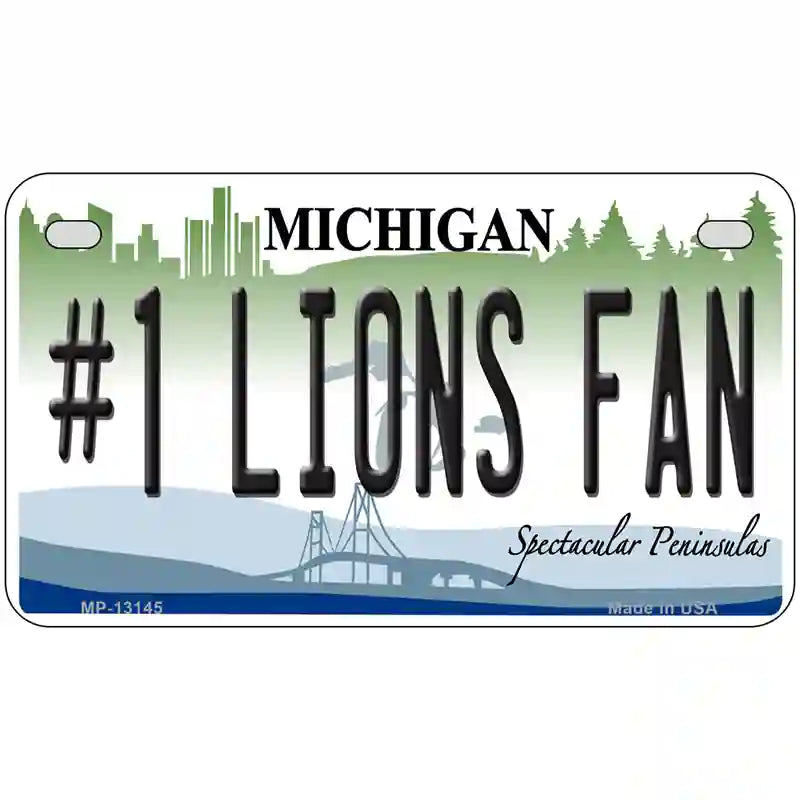 Number 1 Lions Fan Novelty Metal License Plate Tag 7" x 4" (MP)