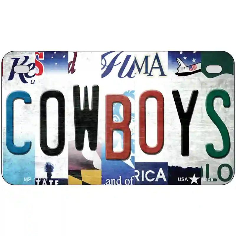 Cowboys Strip Art Novelty Metal License Plate Tag 7" x 4" (MP)