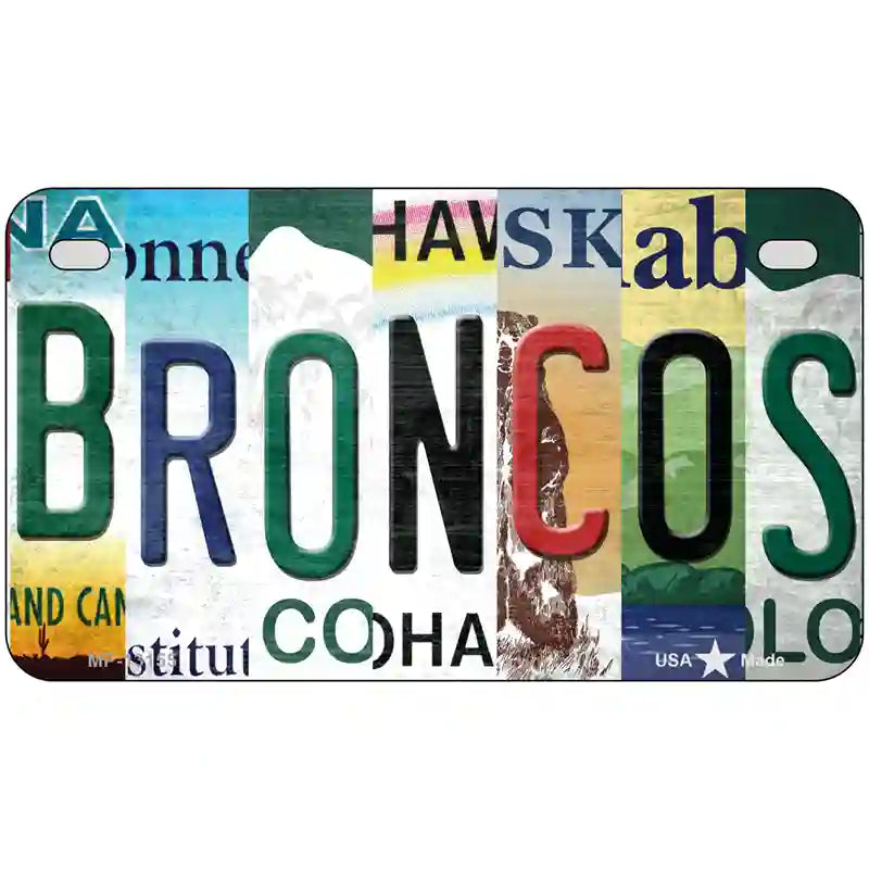 Broncos Strip Art Novelty Metal License Plate Tag 7" x 4" (MP)