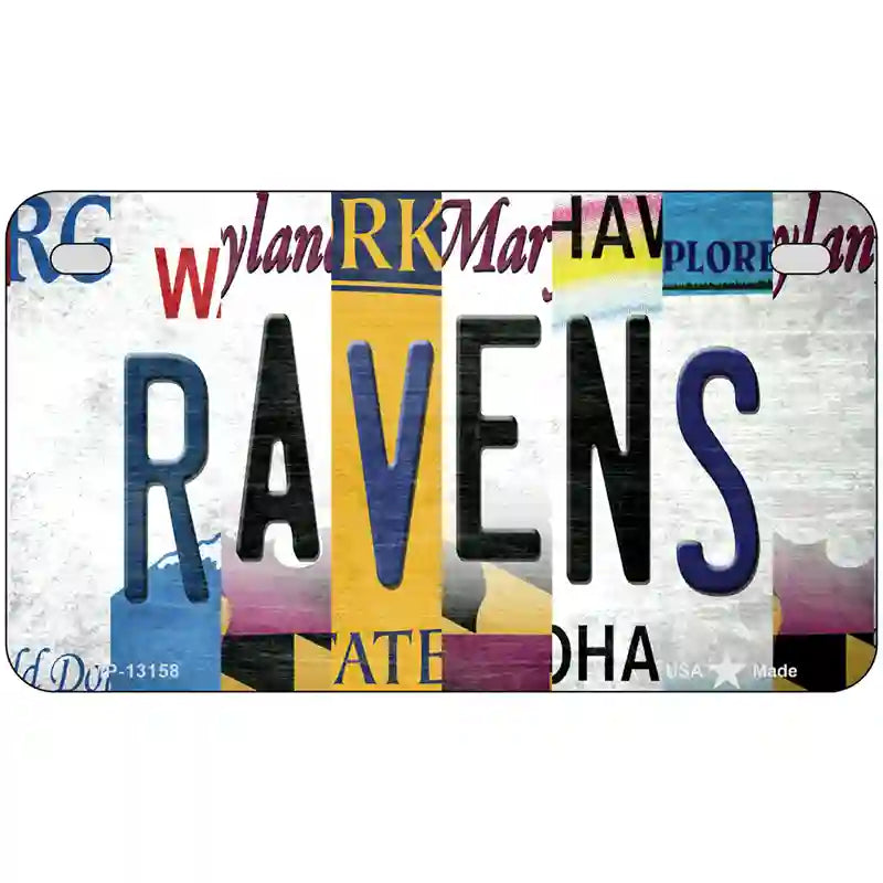 Ravens Strip Art Novelty Metal License Plate Tag 7" x 4" (MP)