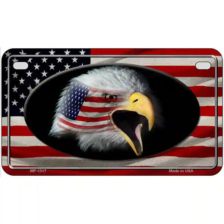 American Flag Eagle Novelty Metal License Plate 7" x 4" (MP)