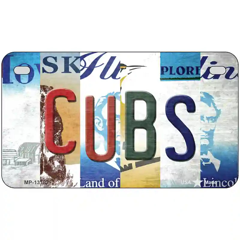 Cubs Strip Art Novelty Metal License Plate Tag 7" x 4" (MP)