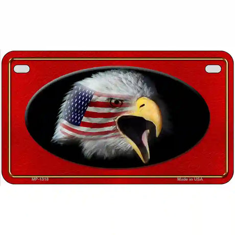 American Flag Eagle Red Novelty Metal License Plate 7" x 4" (MP)