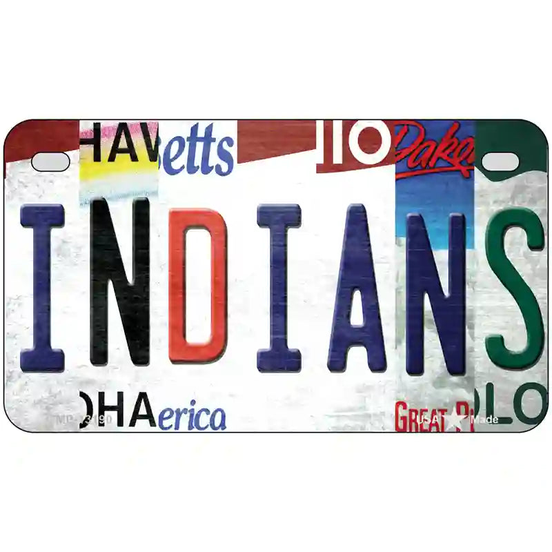 Indians Strip Art Novelty Metal License Plate Tag 7" x 4" (MP)