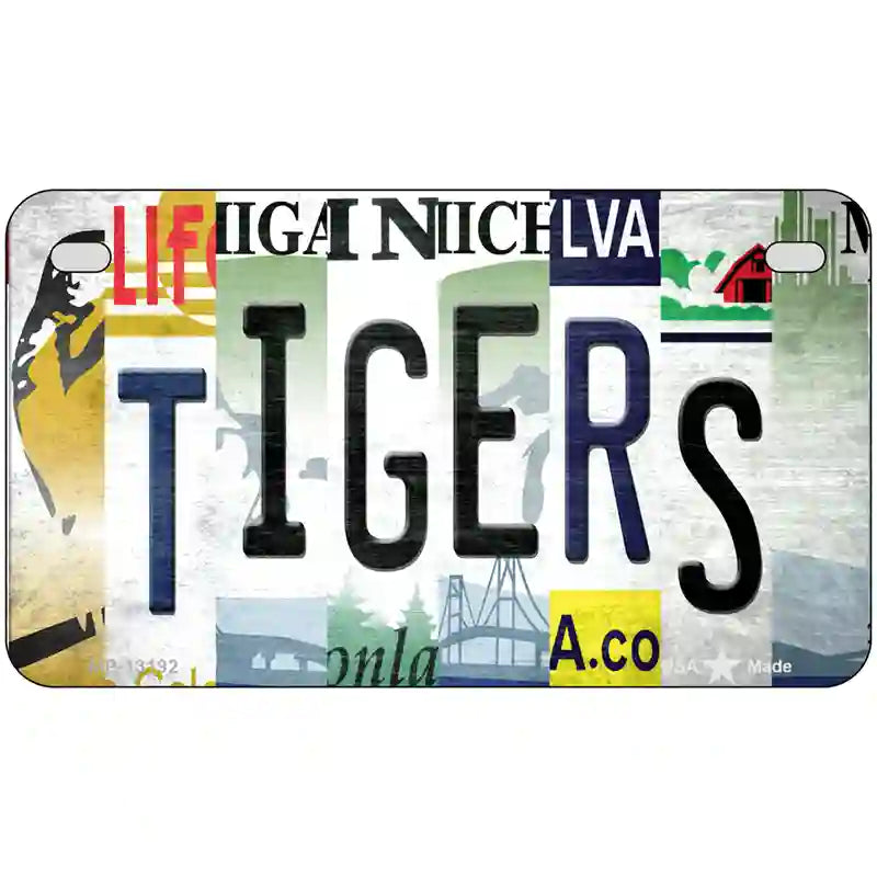 Tigers Strip Art Novelty Metal License Plate Tag 7" x 4" (MP)