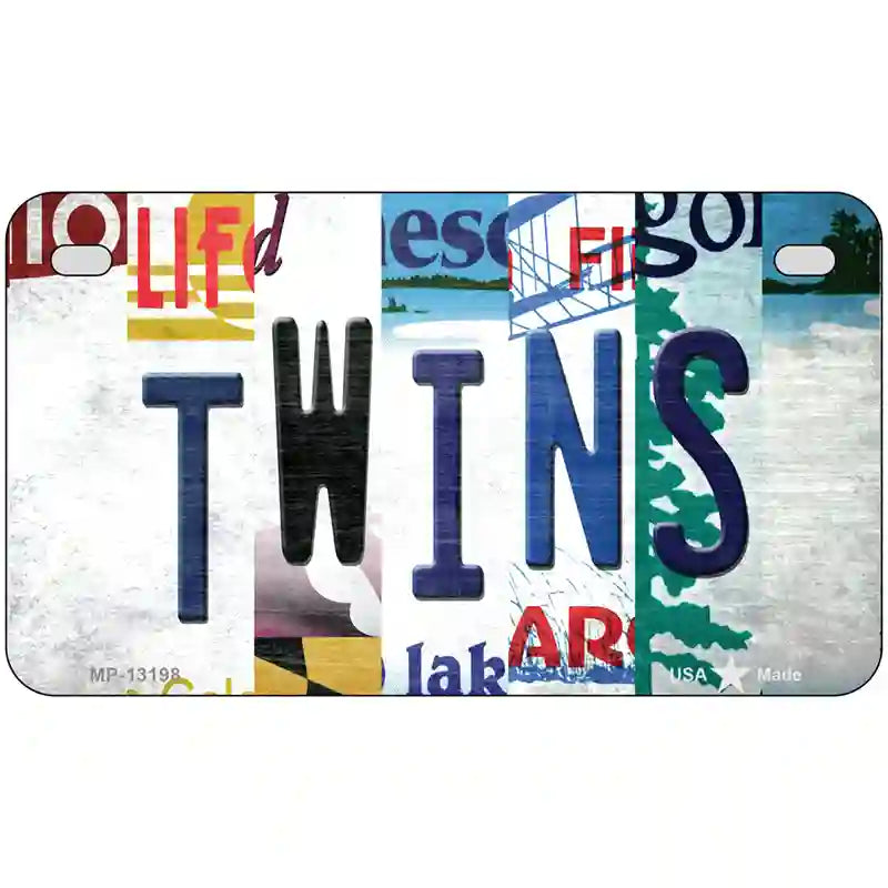 Twins Strip Art Novelty Metal License Plate Tag 7" x 4" (MP)