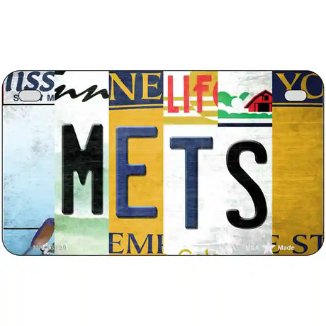 Mets Strip Art Novelty Metal License Plate Tag 7" x 4" (MP)