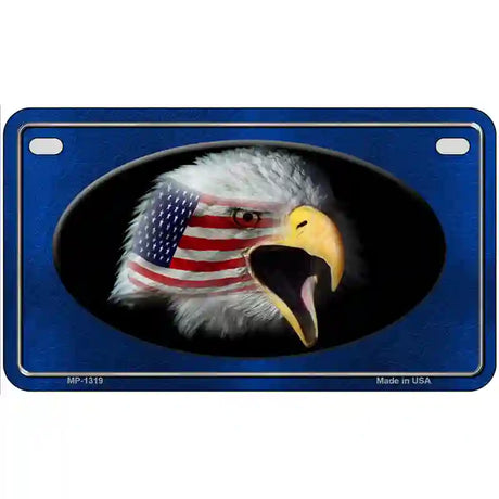 American Flag Eagle Blue Novelty Metal License Plate 7" x 4" (MP)