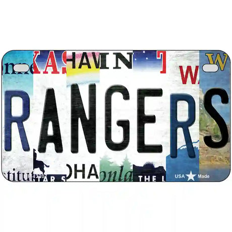 Rangers Strip Art Novelty Metal License Plate Tag 7" x 4" (MP)