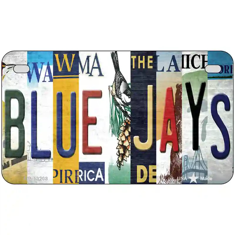 Blue Jays Strip Art Novelty Metal License Plate Tag 7" x 4" (MP)