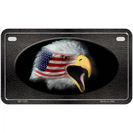 American Flag Eagle Black Novelty Metal License Plate 7" x 4" (MP)