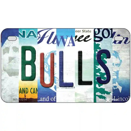 Bulls Strip Art Novelty Metal License Plate Tag 7" x 4" (MP)