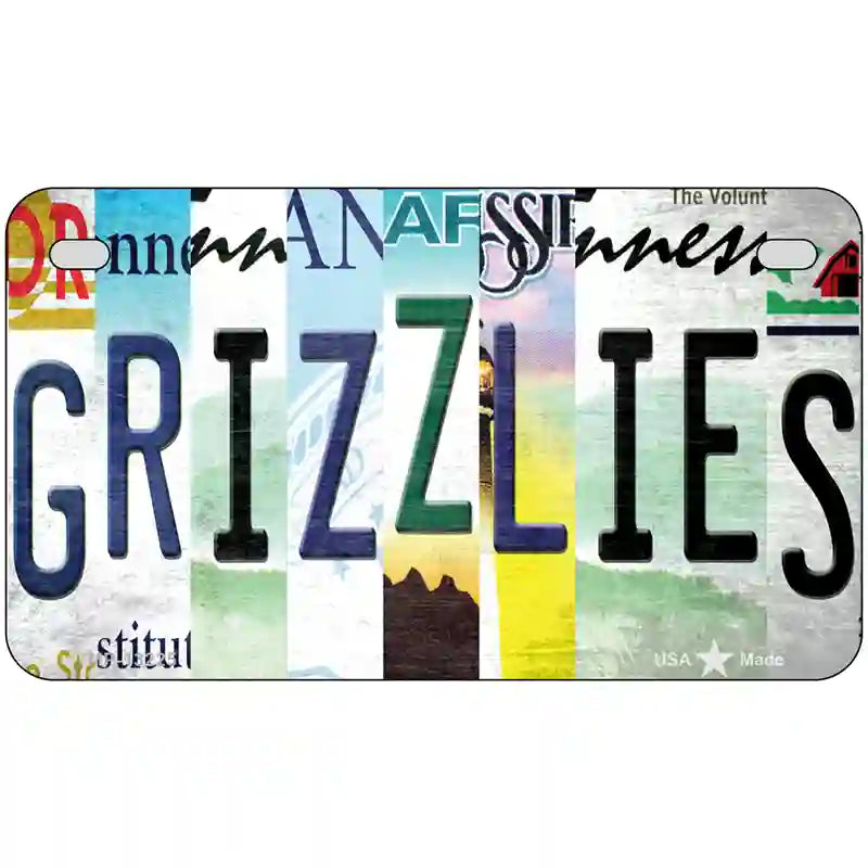 Grizzlies Strip Art Novelty Metal License Plate Tag 7" x 4" (MP)