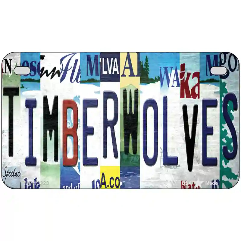 Timberwolves Strip Art Novelty Metal License Plate Tag 7" x 4" (MP)