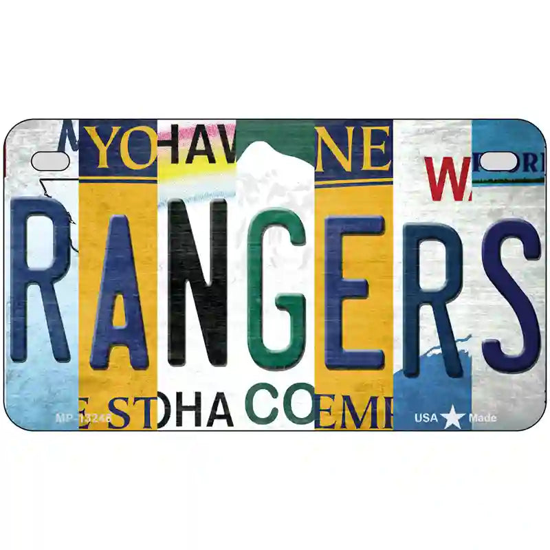 Rangers Strip Art Hockey Novelty Metal License Plate Tag 7" x 4" (MP)