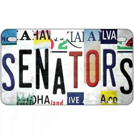 Senators Strip Art Novelty Metal License Plate Tag 7" x 4" (MP)