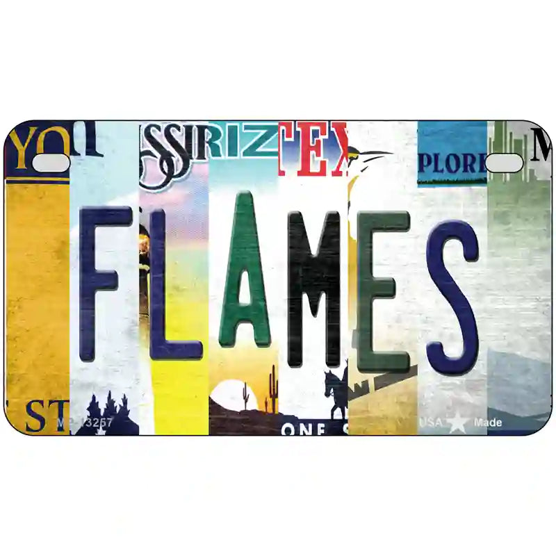 Flames Strip Art Novelty Metal License Plate Tag 7" x 4" (MP)