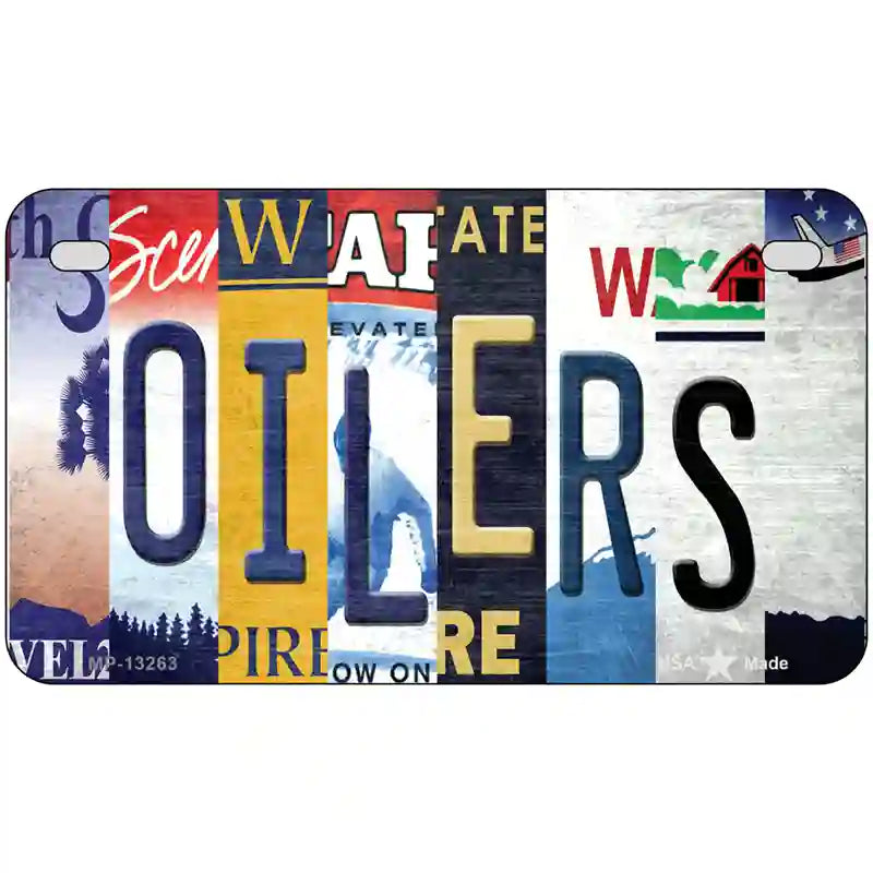 Oilers Strip Art Novelty Metal License Plate Tag 7" x 4" (MP)