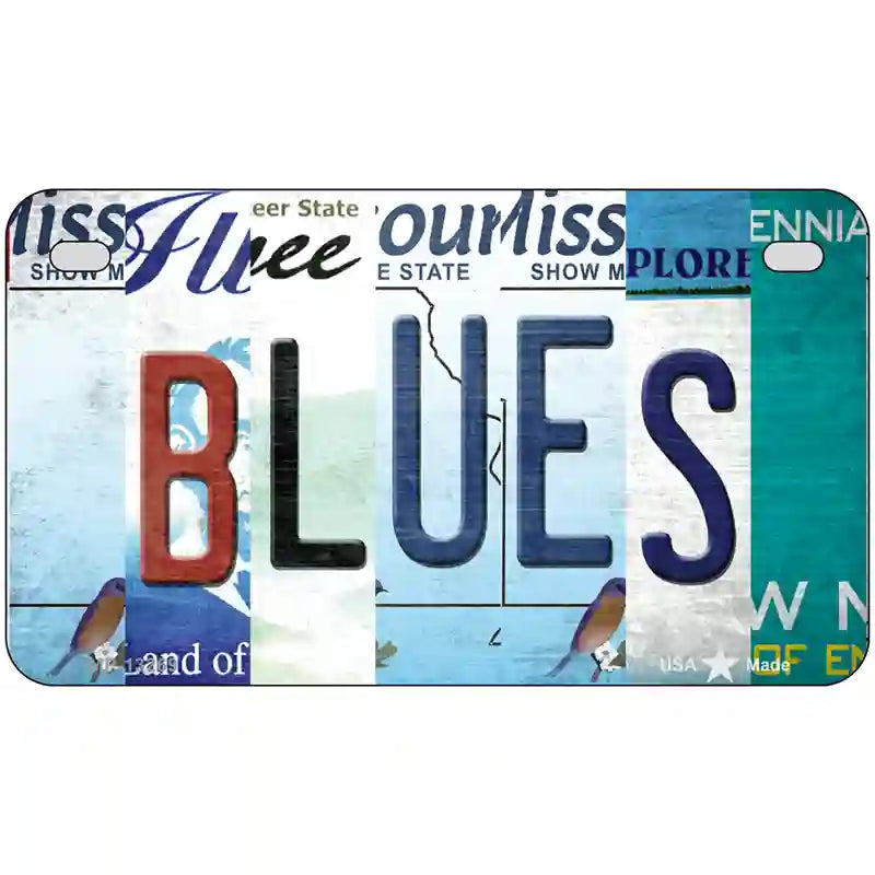 Blues Strip Art Novelty Metal License Plate Tag 7" x 4" (MP)