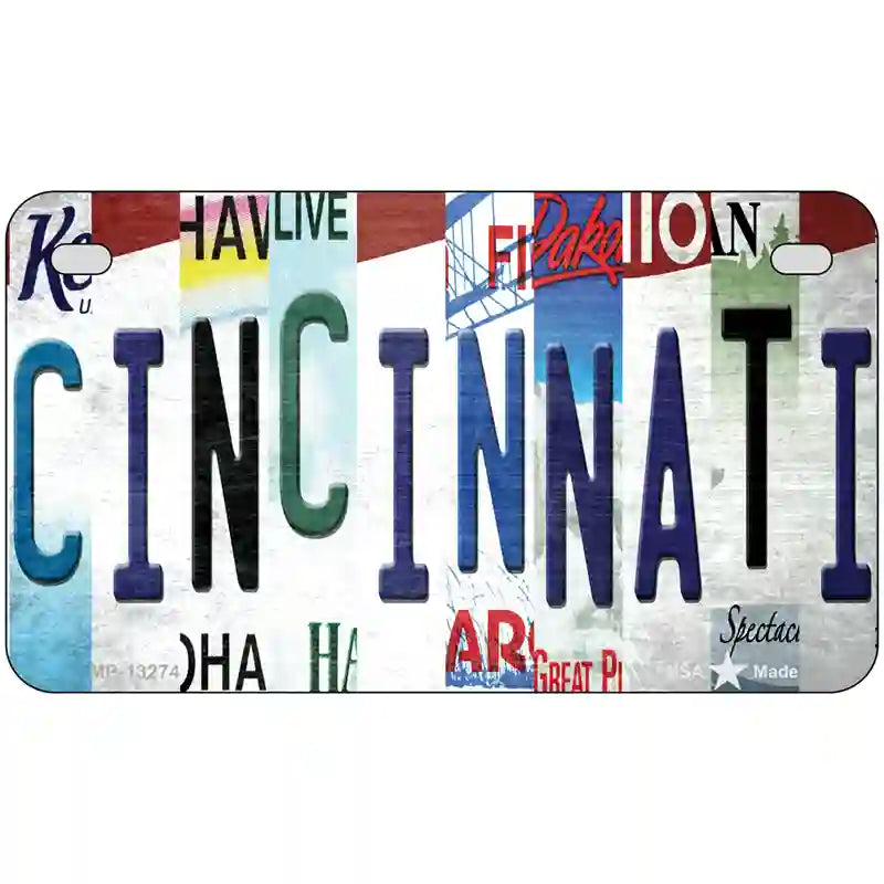 Cincinnati Strip Art Novelty Metal License Plate Tag 7" x 4" (MP)