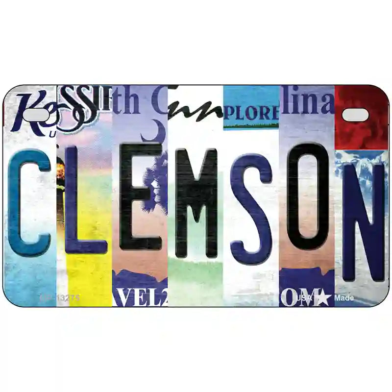 Clemson Strip Art Novelty Metal License Plate Tag 7" x 4" (MP)