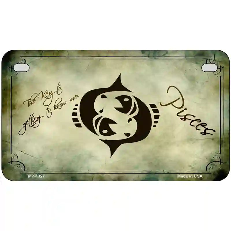 Pisces Zodiac Novelty Metal License Plate 7" x 4" (MP)