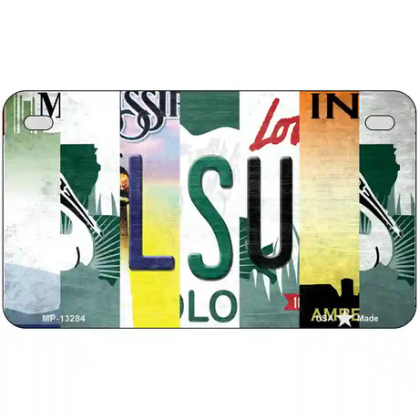 LSU Strip Art Novelty Metal License Plate Tag 7" x 4" (MP)