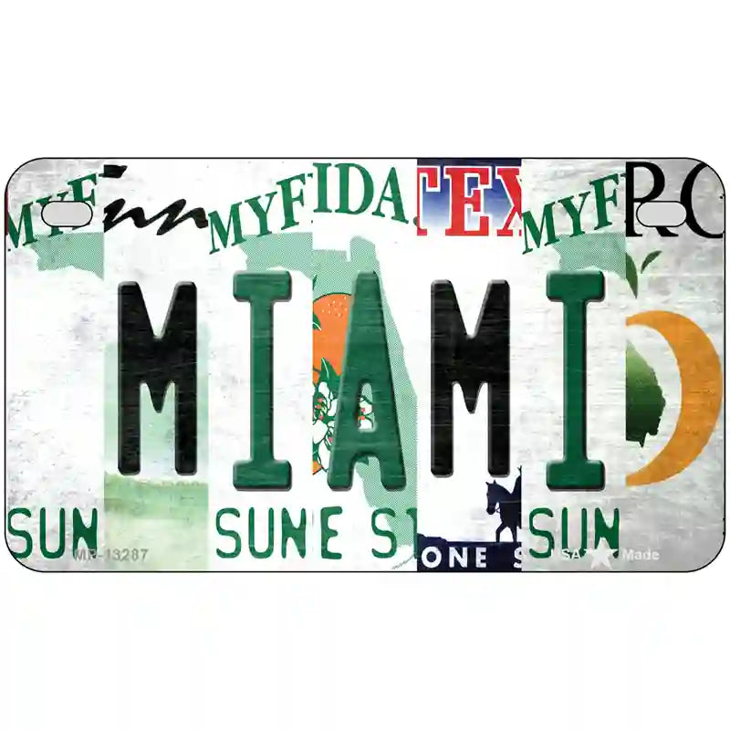 Miami Strip Art Novelty Metal License Plate Tag 7" x 4" (MP)