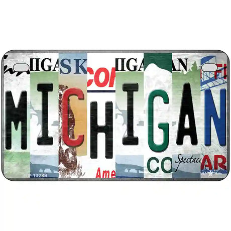 Michigan Strip Art Novelty Metal License Plate Tag 7" x 4" (MP)