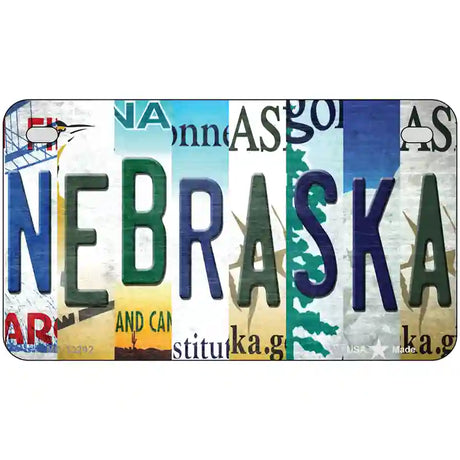 Nebraska Strip Art Novelty Metal License Plate Tag 7" x 4" (MP)