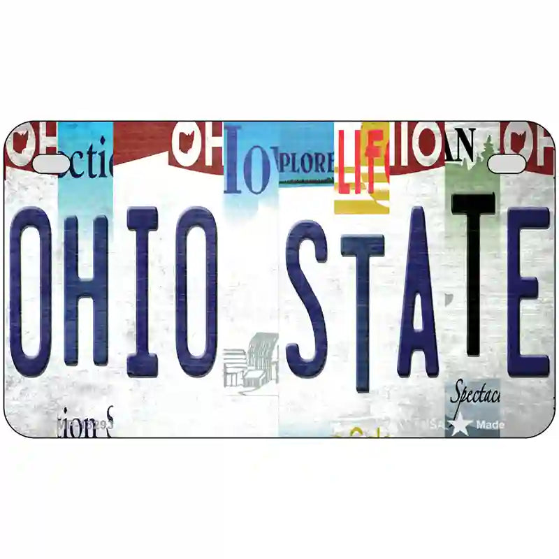 Ohio State Strip Art Novelty Metal License Plate Tag 7" x 4" (MP)