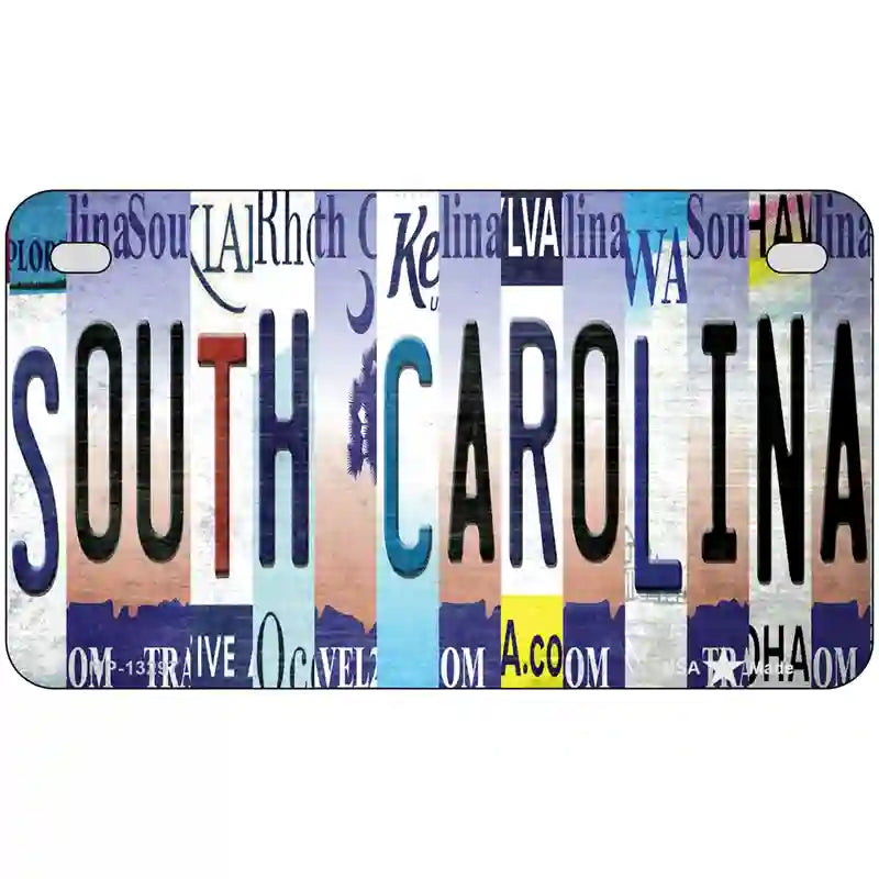 South Carolina Strip Art Novelty Metal License Plate Tag 7" x 4" (MP)