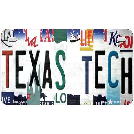 Texas Tech Strip Art Novelty Metal License Plate Tag 7" x 4" (MP)