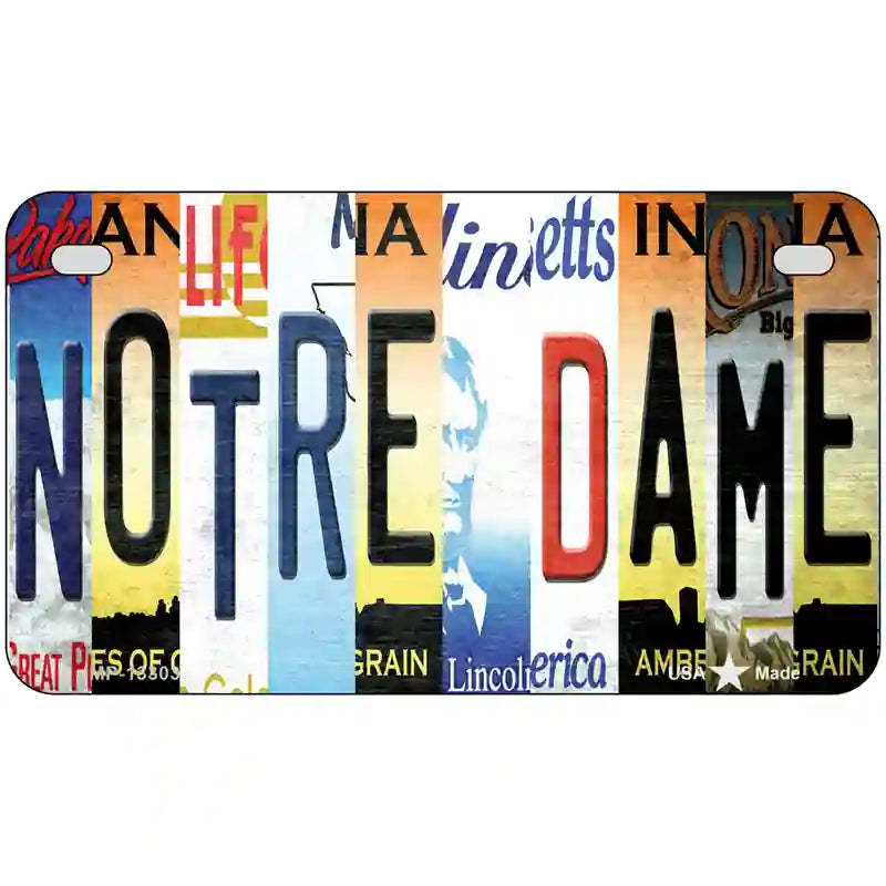 Notre Dame Strip Art Novelty Metal License Plate Tag 7" x 4" (MP)