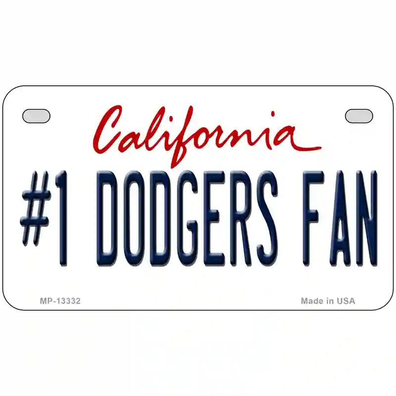 Number 1 Dodgers Fan Novelty Metal License Plate Tag 7" x 4" (MP)