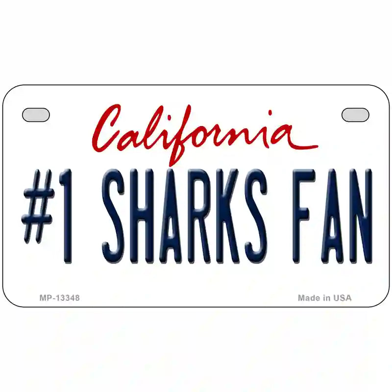 Number 1 Sharks Fan Novelty Metal License Plate Tag 7" x 4" (MP)