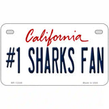 Number 1 Sharks Fan Novelty Metal License Plate Tag 7" x 4" (MP)