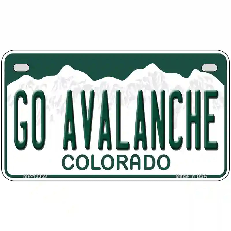 Go Avalanche Novelty Metal License Plate Tag 7" x 4" (MP)