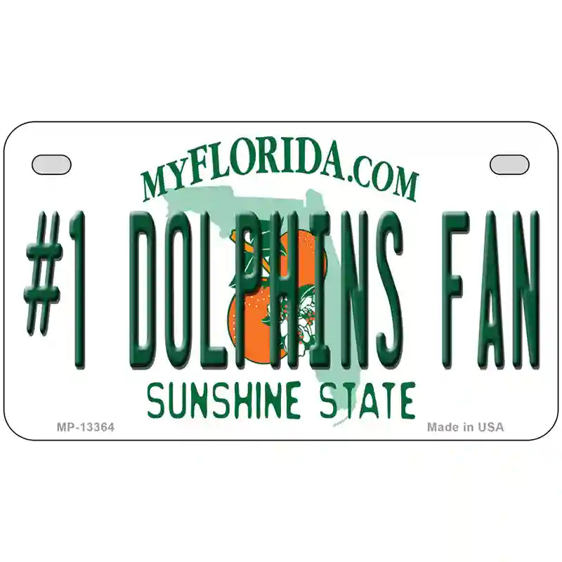 Number 1 Dolphins Fan Novelty Metal License Plate Tag 7" x 4" (MP)