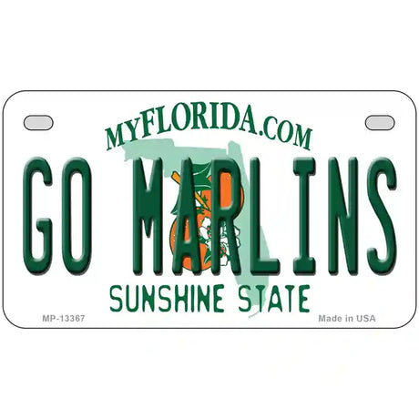 Go Marlins Novelty Metal License Plate Tag 7" x 4" (MP)