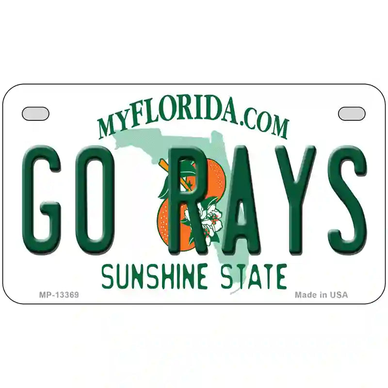 Go Rays Novelty Metal License Plate Tag 7" x 4" (MP)