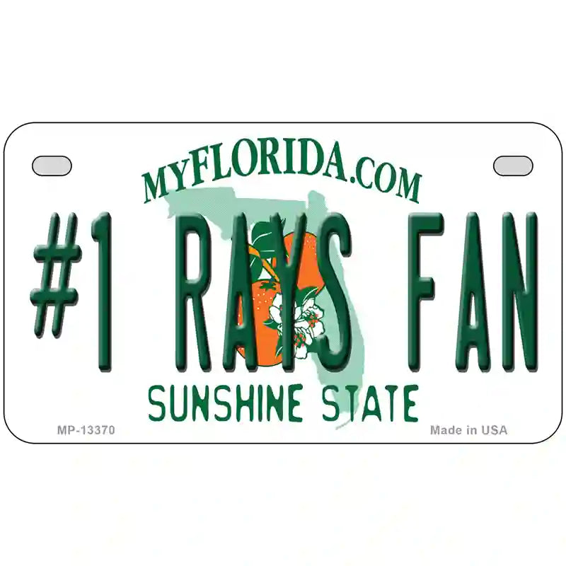 Number 1 Rays Fan Novelty Metal License Plate Tag 7" x 4" (MP)