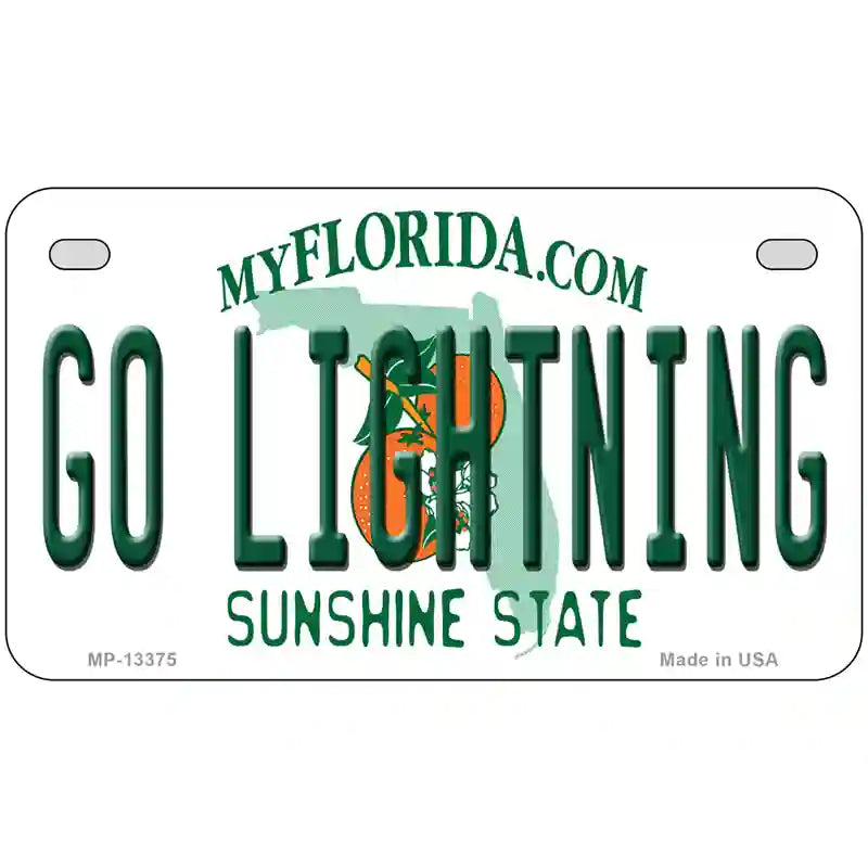 Go Lightning Novelty Metal License Plate Tag 7" x 4" (MP)